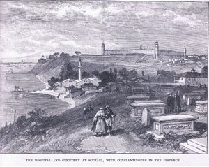 El hospital y cementerio en Soutari, con Constantinopla en la distancia de William Crimea Simpson